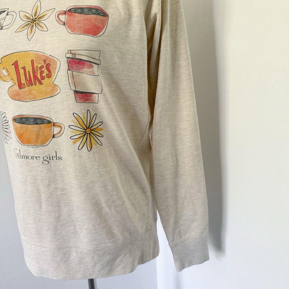 Gilmore Girls Luke's Floral Coffee Mug Cup Tee Shirt Top M Medium Cotton Blend - Picture 8 of 14